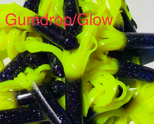 Tuff Bugs ORIGINAL!! Gum Drop/Glow - 10/pkg  - 2 1/2 inch solid body soft rubber bait