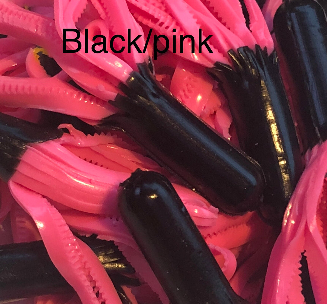 Tuff Bugs Black/Pink - 10/pkg -2 1/2 inch solid body soft rubber bait