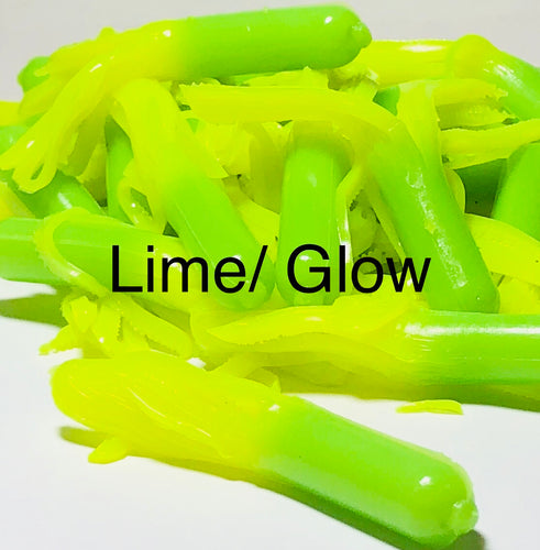 Tuff Bugs Lime/Glow - 10/pkg - 2 1/2 inch solid body soft rubber bait