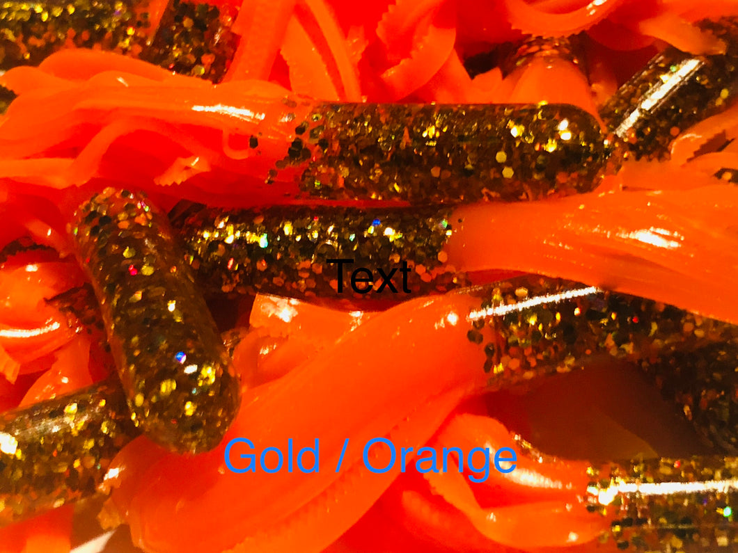 Tuff Bugs Gold/Orange - 10/pkg - 2 1/2 inch solid body soft rubber bait