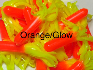 Tuff Bugs Orange/Glow - 10/pkg  - 2 1/2 inch solid body soft rubber bait