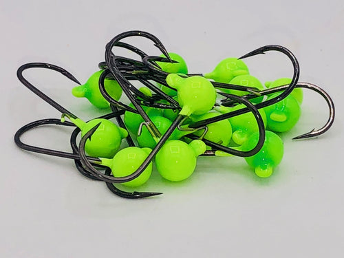 1/8 ounce 1/0 hook Green Chartreuse Tuff Jig with wire bait keeper - 6/pkg -