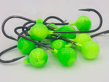 Load image into Gallery viewer, 3/16 ounce 2/0 hook Green Chartreuse Tuff Jig with wire bait keeper  - 6/pkg