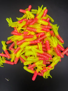Tuff Bugs Pink Lemonade/Glow- 10/pkg - 2 1/2 inch solid body soft rubber bait
