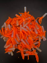 Load image into Gallery viewer, Tuff Bugs Monkey Milk/Orange - 10/pkg - 2 1/2 inch solid body soft rubber bait