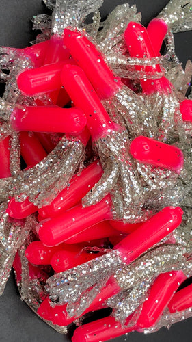 Tuff Bugs Hot Disco (Hot Pink/Platinum)- 10/pkg - 2 1/2 inch solid body soft rubber bait