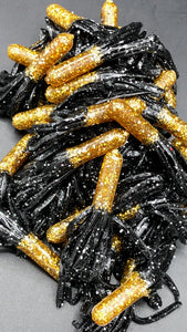 Tuff Bugs Midnight Gold with Silver Flake - 10/pkg - 2 1/2 inch solid body soft rubber bait