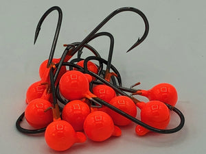 1/8 ounce 1/0 hook Orange Tuff Jig with wire bait keeper - 6/pkg -