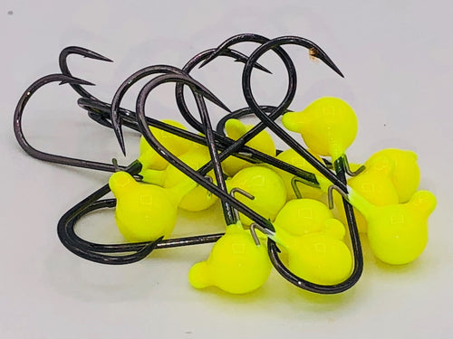1/8 ounce 1/0 hook Yellow Chartreuse Tuff Jig with wire bait keeper - 6/pkg -