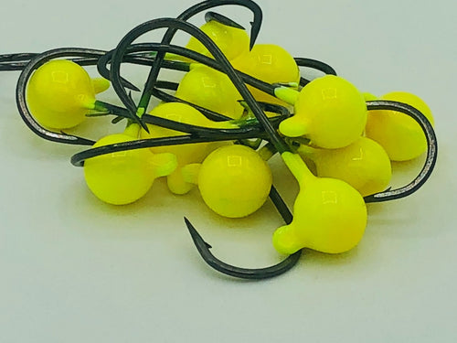 3/16 ounce 2/0 hook Yellow Chartreuse Tuff Jig with wire bait keeper  - 6/pkg
